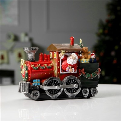 Светодиодная фигура «Паровоз с Дедом Морозом» 26.5×19.5×12.5 см, полистоун, батарейки ААх3 (не в комплекте), USB, свечение мульти