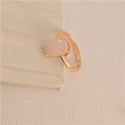 Кольцо 20 р ювелирная бижутерия коллекция "Дубай", покрытие позолота, вставка: фианиты, цвет: нежный розовый матовый, арт.414.104-20