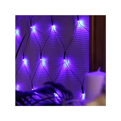 Гирлянда «Сеть» 1.6×1.6 м, IP20, тёмная нить, 144 LED, 8 режимов, 220 В, свечение синее