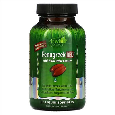 Irwin Naturals, Fenugreek RED With Nitric Oxide Booster, 60 Liquid Softgels