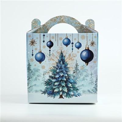 Коробка кондитерская новогодняя с окном, сундук, «Ёлочка», 20×20×20 см