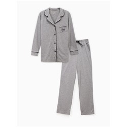 Пижама женская (рубашка, брюки) KAFTAN Sweat home, размер 40-42, серая