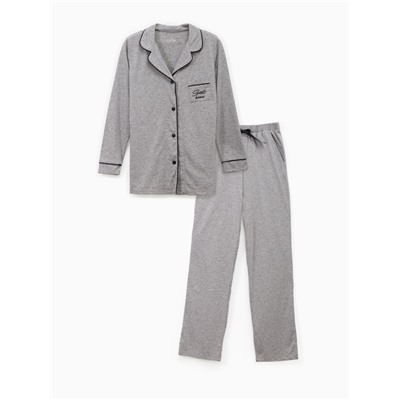Пижама женская (рубашка, брюки) KAFTAN Sweat home, размер 40-42, серая