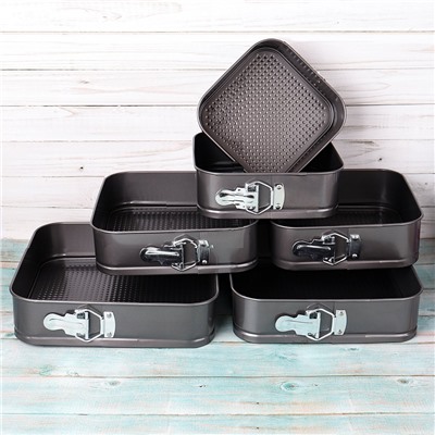 Форма для выпечки квадрат Набор из 6 штук с клипсой / RSD-13 /уп 12/ 17-20-21-23-25-27см