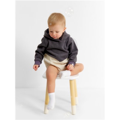 Худи - боди детское MINAKU, рост 62-68 см, графит, экрю