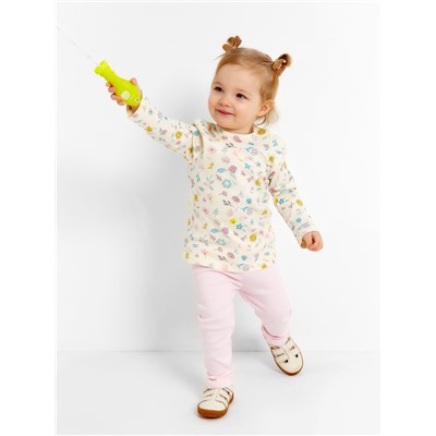 Футболка с длинным рукавом Крошка Я Flower, рост 62-68 см, бежевая