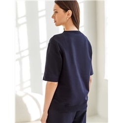 Футболка свободная с принтом из футера двухнитки с эластаном