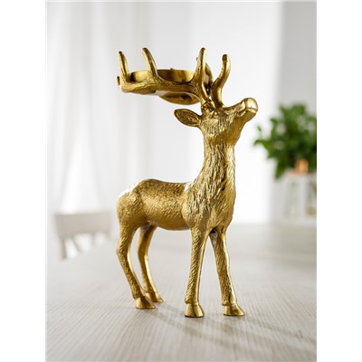 Подсвечник «Сохатый», 15.5×9×22.5 см, алюминий, золотой