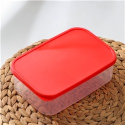 Набор контейнеров пищевых прямоугольных Доляна, 3 шт.: 150 мл, 500 мл, 1.2 л, пластик, прозрачные, крышки красные