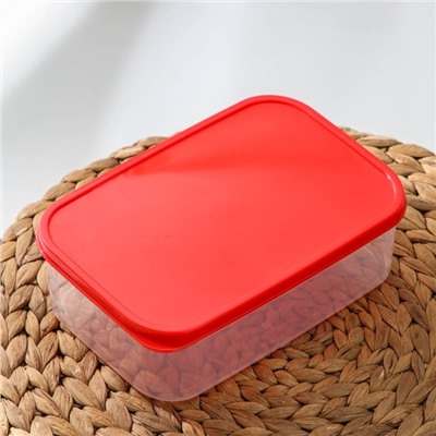 Набор контейнеров пищевых прямоугольных Доляна, 3 шт.: 150 мл, 500 мл, 1.2 л, пластик, прозрачные, крышки красные