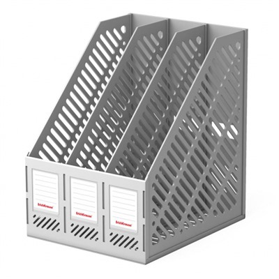 Лоток для бумаг вертикальный  3 отд. сборный пластиковый серый 13097 ErichKrause