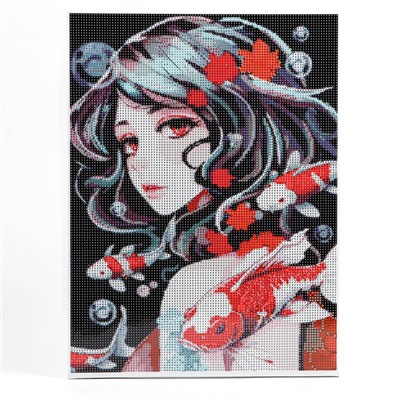 Алмазная мозаика с полным заполнением на холсте с подрамником «Карпы», 30×40 см