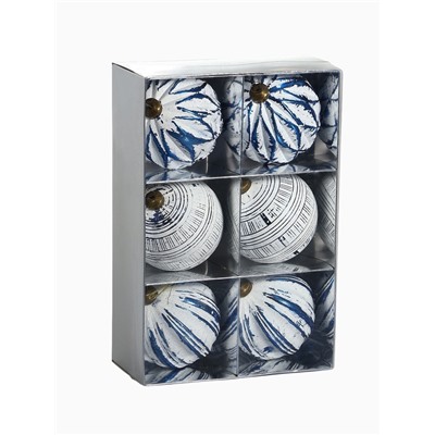 Набор ёлочных шаров «Вестон», d=8 см, 6 шт., геометрия, бело-синий