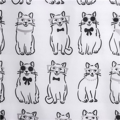 Штора для ванны Доляна Cats, 180×180 см, полиэстер, белая