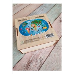 Фигурный пазл MAXI Карта мира. Животные, арт. 01122