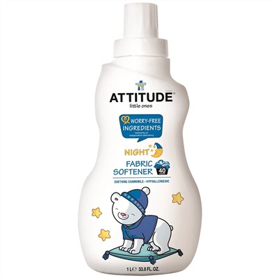 ATTITUDE, Little Ones, кондиционер для белья, ночной, успокаивающая ромашка, 40 загрузок, 1 л (33,8 жидкой унции)