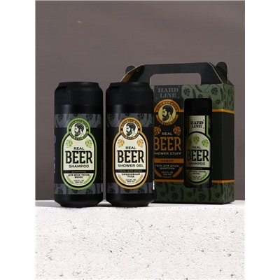 Подарочный набор косметики Real Beer, гель для душа и шампунь для волос HARD LINE, 2×400