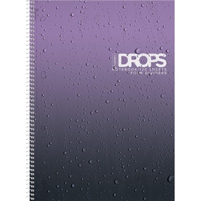 Тетрадь А4 120л клетка на спирали твердая обложка "Капли" 4 цв. разделителя, многоуровневая перфорация (088300) 32219 Хатбер