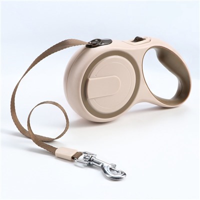 Рулетка, 3 м, до 15 кг, с системой эффективного скручивания поводка. бежевая, коричневая