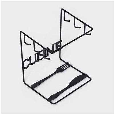 Подставка - держатель для чайного сервиза Доляна «Кухонька», 14×15×19 см, чёрная