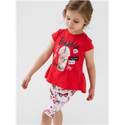 Комплект трикотажный для девочек: джемпер (футболка), брюки (легинсы укороченные)