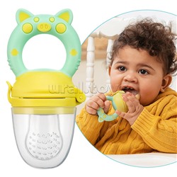 Ниблер для прикорма с силиконовой сеточкой Piggy, мятно-желтый