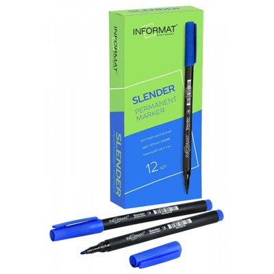Маркер перманентный 1мм PRR01B Slender синий inФОРМАТ