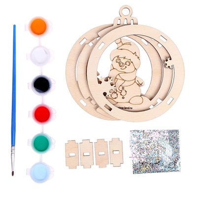 Роспись по дереву «Новый год! Снеговичок»