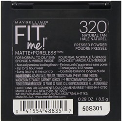 Maybelline, Пудра Fit Me, матирование и маскировка пор, оттенок 320 естественный загар, 8,5 г
