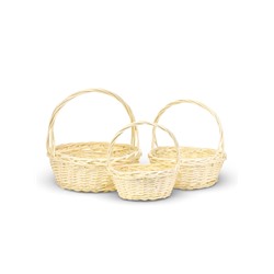 Корзина плетёная для хранения Acacia, с ручкой, бежевая, набор 3 шт.