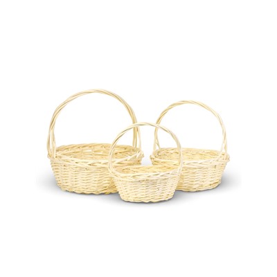 Корзина плетёная для хранения Acacia, с ручкой, бежевая, набор 3 шт.