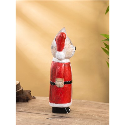 УЦЕНКА Сувенир интерьерный «Кот в новогоднем костюме», 15×13×40 см, дерево