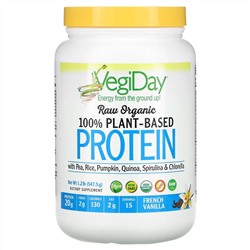 Natural Factors, Raw Organic 100% Plant-Based Protein, French Vanilla, 1.2 lb (547.5 g)