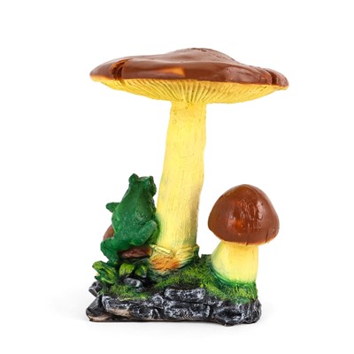 Садовая фигура из полистоуна «Гриб тройной с лягушкой», h=35 см