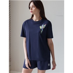 Футболка с принтом свободная из премиального 100% хлопка