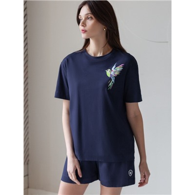 Футболка с принтом свободная из премиального 100% хлопка