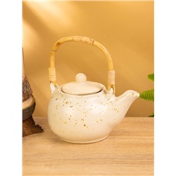 Набор чайный «Камень», чайник, 2 кружки, 27×24×16 см, керамика, бежевый в крошку, МИКС