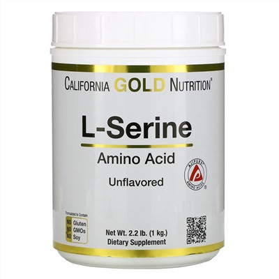 California Gold Nutrition, L-серин, AjiPure, порошок без ароматизаторов, 1 кг (2,2 фунта)