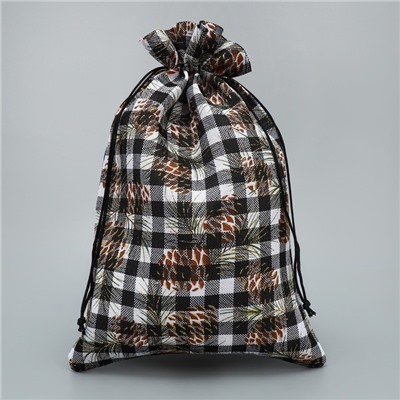 Мешочек подарочный новогодний холща «Клетка», 20×30 см ± 1.5 см