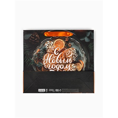 Пакет подарочный крафтовый, «Атмосфера Нового Года», 30×26×9 см