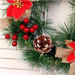 Венок новогодний d=30 см «Зимнее волшебство. Цветы»