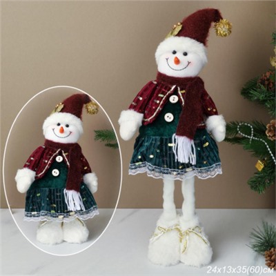 Новогоднее украшение Снеговик на телескопических ножках 35/60 см / SH056-2 /уп 72/