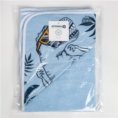 Полотенце - уголок махровое «Крошка Я» T-rex king, 75×75 см, хлопок 100%, голубое