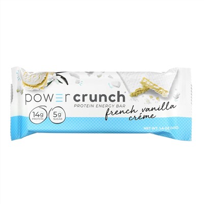 BNRG, Энергетический белковый батончик Power Crunch, французский ванильный крем, 12 батончиков, вес каждого 40 г (1,4 унции)