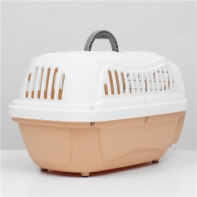Переноска для животных, 47×32.5×30 см, вес до 9 кг, с металлической дверью, пластик, персиковая