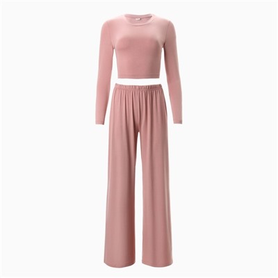 Пижама женская (лонгслив, брюки) MINAKU: Home collection, розовая, размер 48