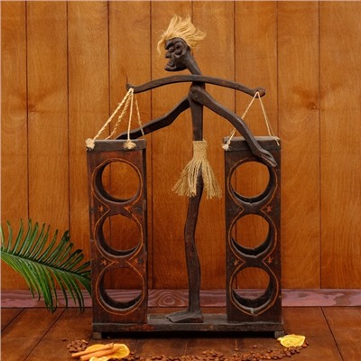 Подставка под бутылки «Абориген с коромыслом», 60×35×12 см