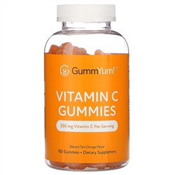 GummYum!, жевательные таблетки с витамином C, натуральный апельсиновый вкус, 125 мг, 180 жевательных таблеток