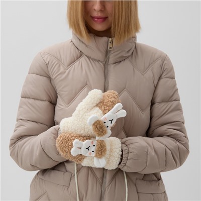 Варежки подростковые MINAKU Барашка двухцветные 24 см цвет коричневый