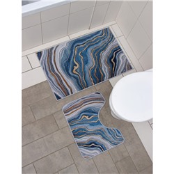 Коврики для ванной и туалета Доляна «Каменная лагуна», 2 шт., 50×80 см, 50×40 см